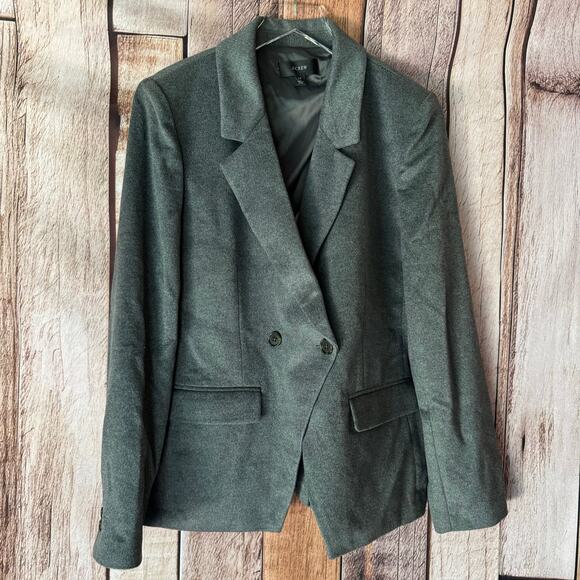 J. Crew Blazer Devon in Drapey Flannel Gray Double Breasted Wool Blend Size 14 - Picture 1 of 9